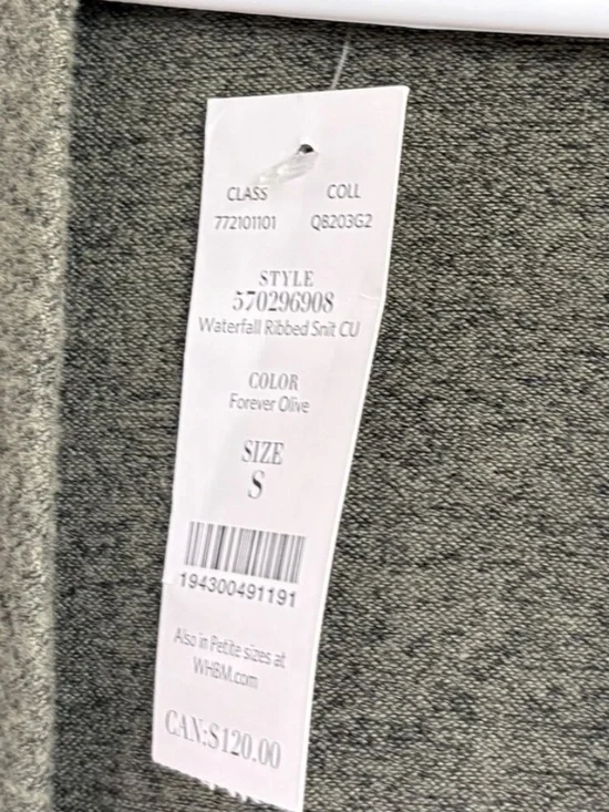 White House black market waterfall wrapped knit cardigan sweater s olive green - Picture 3 of 7